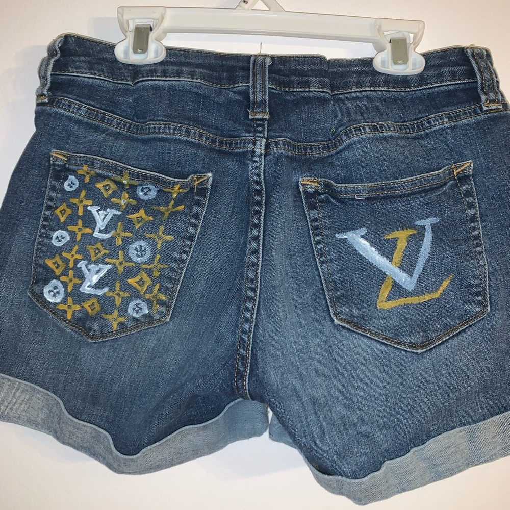 Painted Louis Vuitton Jean Shorts